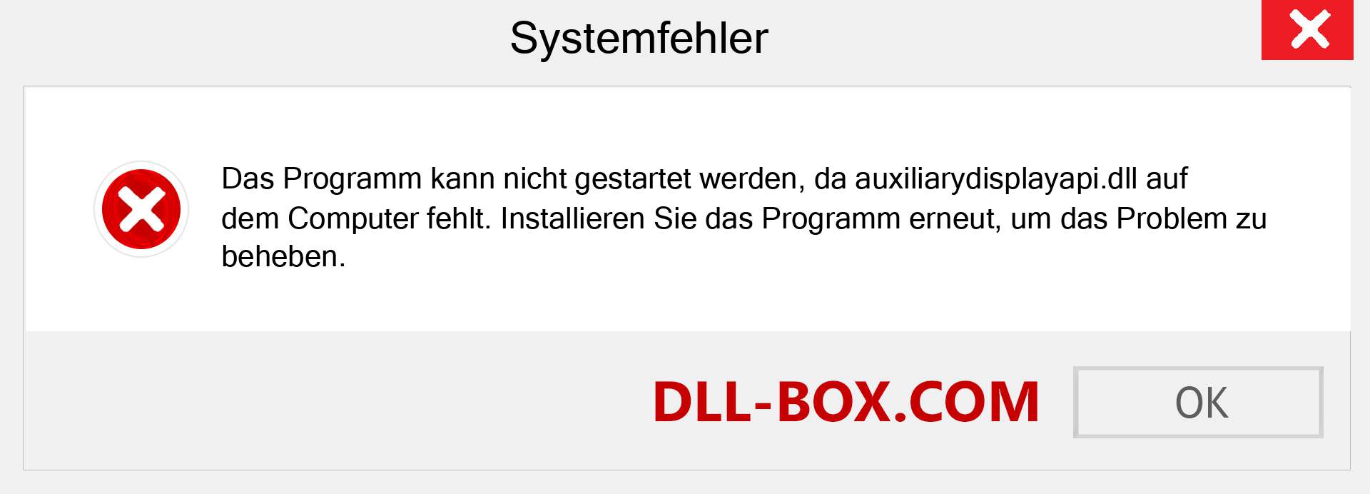 auxiliarydisplayapi.dll-Datei fehlt?. Download für Windows 7, 8, 10 - Fix auxiliarydisplayapi dll Missing Error unter Windows, Fotos, Bildern